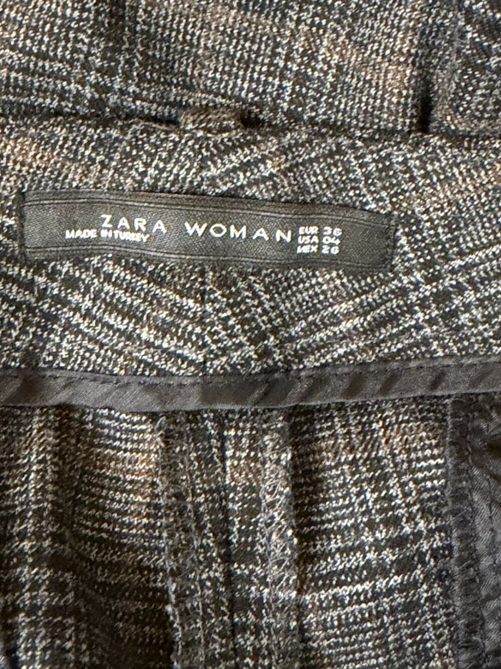 Zara Woman Dress Pants Trousers Plaid Knit Slim Leg Gray 4 - Picture 5 of 7